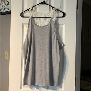 Grey and white lace tank top